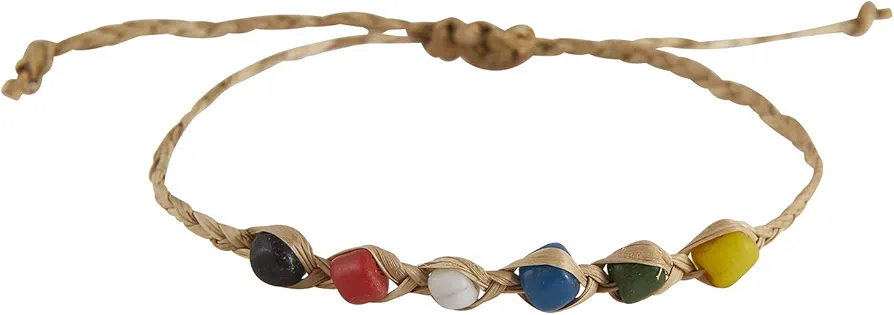 Creative Brands Faithworks-Adjustable Jute and Recycled Glass 8-Inch Bracelet, Salvation