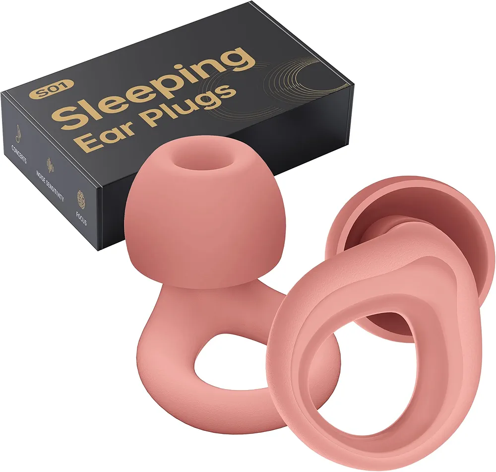Ear Plugs for Sleeping Noise Cancelling, Reusable Silicone Earplugs for Sleeping, Noise Reduction, Deep Focus, Travel, High Fidelity Hearing Protection, 30dB Noise Reduction（Pink）