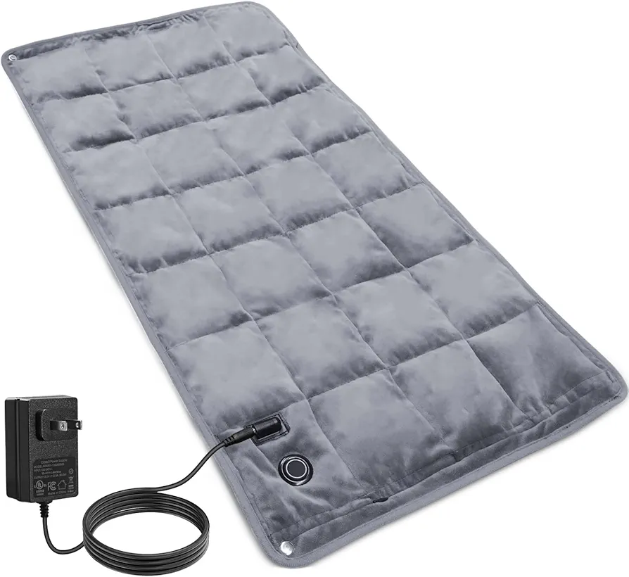 OKK Weighted Heating Pad, 12V Heating Pad for Back Pain Relief, 33x17 Extra Large Full Body Heating Pad for Cramps Neck Shoulder, 2lb, 3 Heat Settings, 3 Hours Auto Off Heat Pad, Washable Light Gray