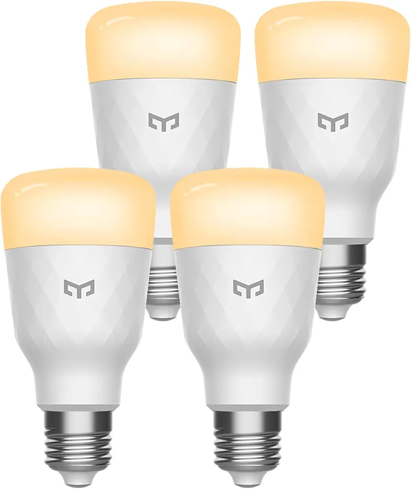 YEELIGHT Smart Light Bulbs W3, Dimmable LED Light Bulbs 60W Equivalent 900LM Work with Alexa, Razer Chroma and Google Home, Warm White 2700K A19 E26 Light Bulbs 4 Pack