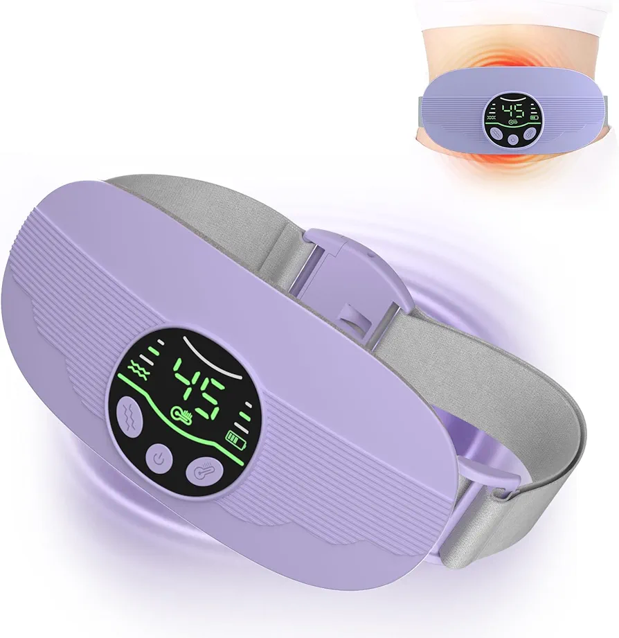 Electric Heating Pad for Period Cramps Portable Menstrual Heating Pads for Women and Gril with 3 Heat Levels and 3 Massage Modes Fast Charge Heating Pad Belt Cordless Heating Pad