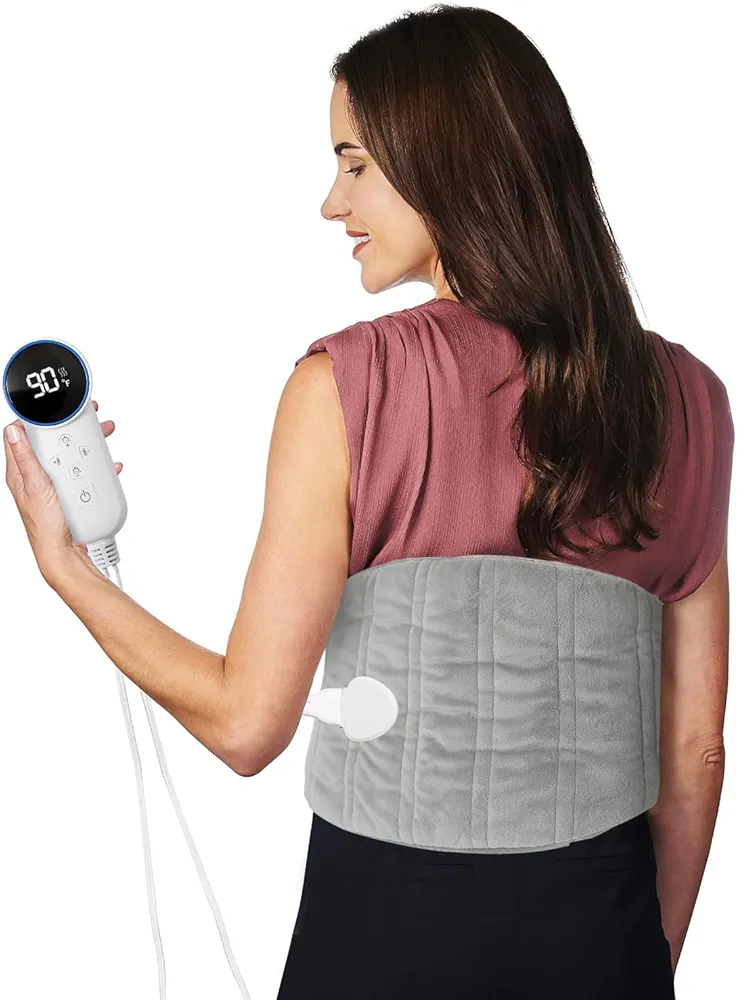 Electric Heating Pad for Back/Neck/Shoulder/Muscle Pain, Heat Settings 86°F ~ 158°F, Fast Heating Pad with Timed Shutdown, Auto-Off, Machine Washable, Christmas Gifts for Women, Mom (Gray)