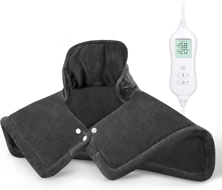 NOWWISH Heating Pad for Neck and Shoulder Pain Relief, Auto Shut-Off, Moist Heat, Christmas Gifts for Women, Men, Mom or Dad, Black, 17"x23"
