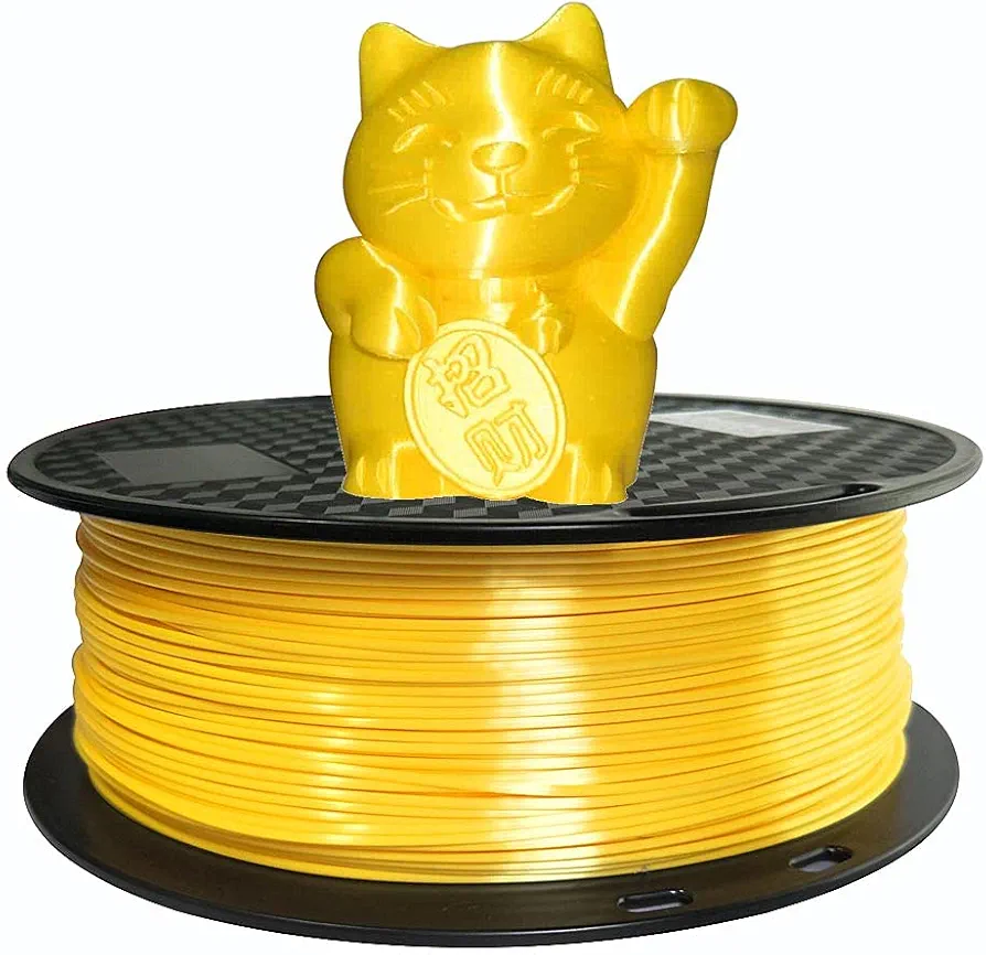 Silk Yellow PLA Filament 1.75 mm 3D Printer Filament 1KG 2.2LBS Spool Silky Shiny Shine Metallic Yellow 3D Printing Material CC3D Bright Yellow Color