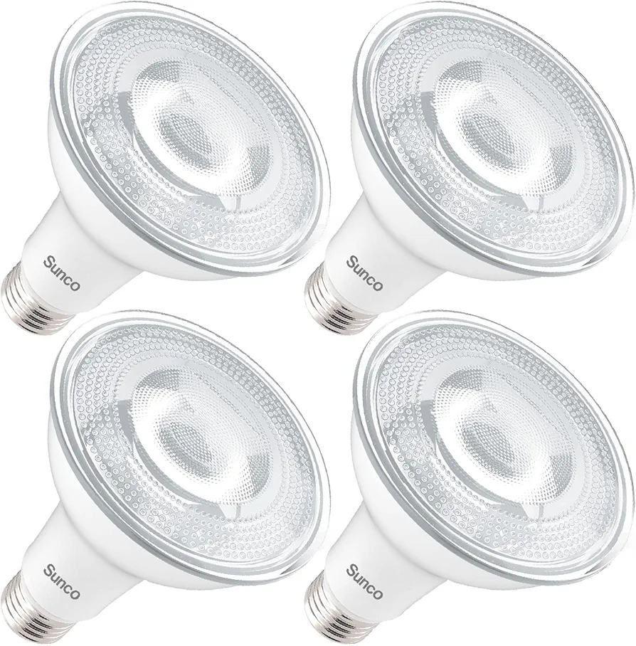Sunco 4 Pack PAR30 LED Bulbs, Flood Light Outdoor Indoor CRI90 75W Equivalent 11W, Dimmable, 3000K Warm White, 850 Lumens, E26 Base, Wet-Rated, Super Bright, IP65 Waterproof - UL