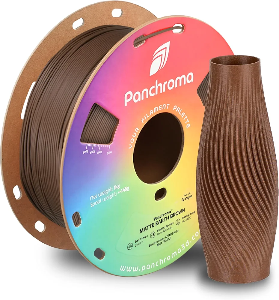 Polymaker Panchroma Matte PLA Filament, Matte Earth Brown 1.75mm 1kg 3D Printing Filament, Formerly Polyterra Matte 3D Printer PLA Filament, Fit Most FDM 3D Printers, 1kg Spool (2.2lbs)