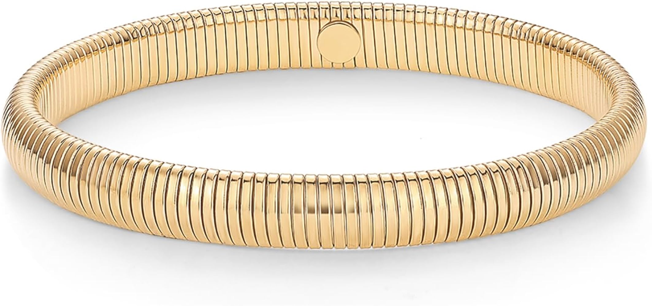 PAVOI Stainless Steel 14K Gold Plated Waterproof Flexible Stretch Chunky Bangle for Women | Cobra Bracelet