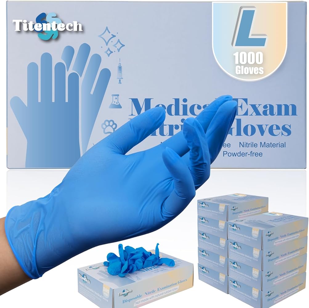 Nitrile Exam Gloves Disposable 3mil Blue Food Safe Gloves Latex Free, Powder Free, Medical, Cleaning, Cooking,1000