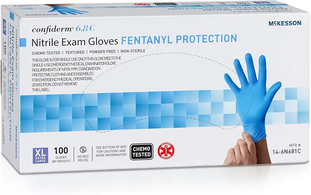 McKesson Confiderm 6.8C Nitrile Exam Glove Standard Cuff Length X-Large 14-6N681C 100 per Box