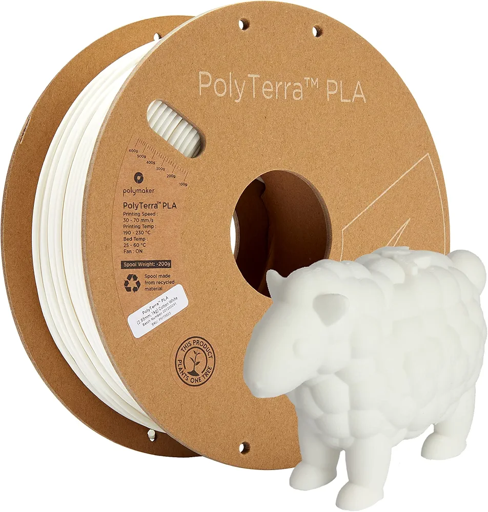 2.85mm(3mm) Matte PLA Filament 2.85mm White, 1kg Carton Spool PLA Filament 2.85 - Polymaker PolyTerra PLA 3D Printer Filament, Print with 2.85mm Openning 3D Printers Only