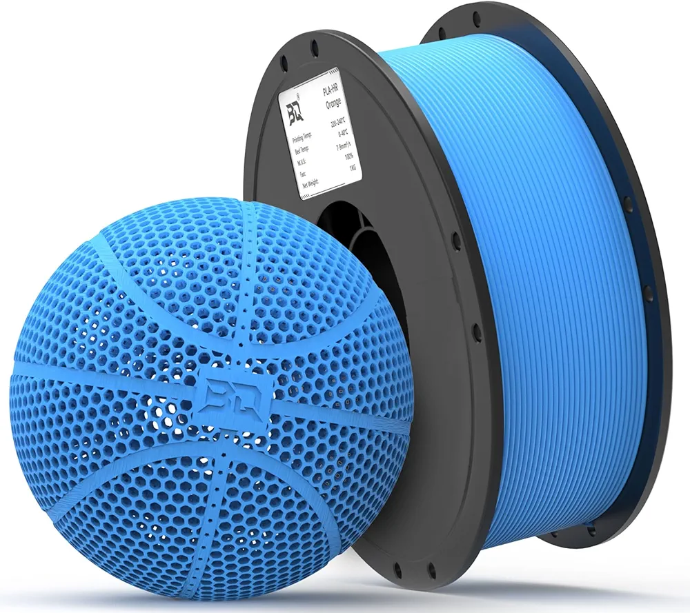 BIQU PLA-HR Flexible 3D Printer Filament Specifically for Printing Airless Basketballs, 1.75mm 1KG Spool (2.2lbs), Flexi Tough Filament Compatible with Most FDM 3D Printer (Blue)
