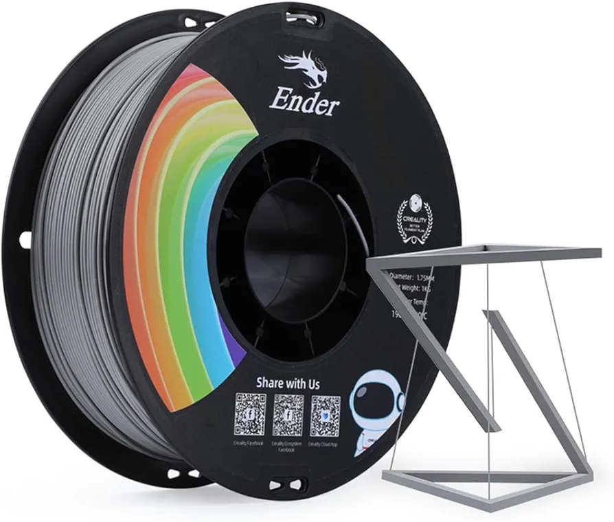 Creality 3D Printer Filament, PLA Plus Filament 1.75mm Gray, PLA Pro Toughness Upgraded Dimensional Accuracy +/- 0.03mm, 1KG Spool(2.2lbs) Ender PLA+ Filament for Most 3D Printer