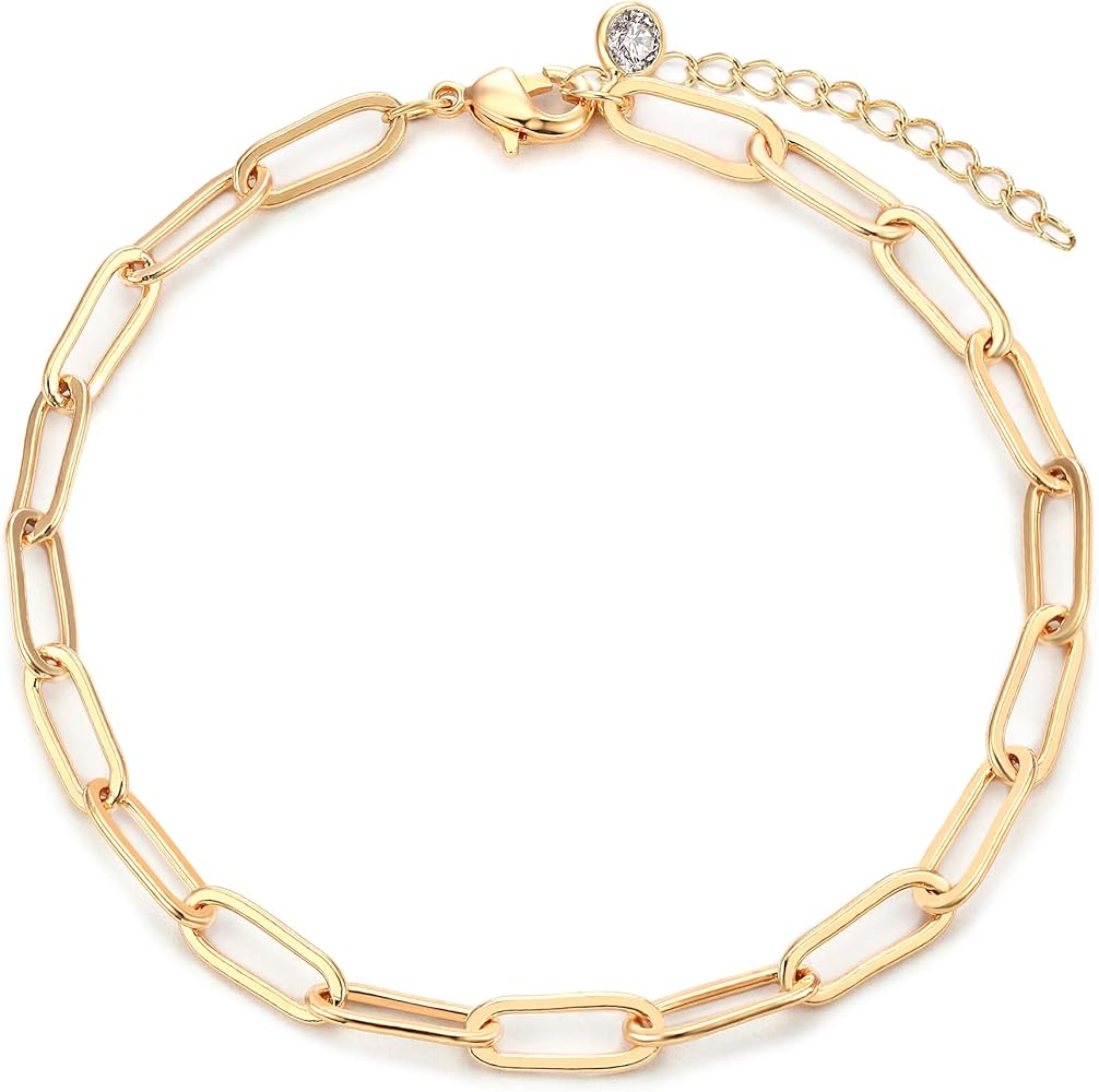MEVECCO Bracelet for Women 14K Gold Plated Dainty Chain Simple Jewelry Cute Handmade Minimalist for Her