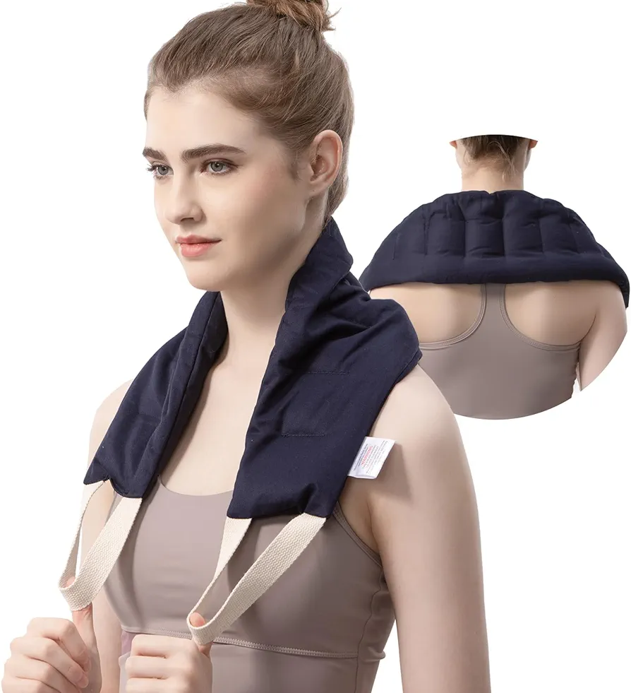 UNCN Long Heating pad for Neck and Shoulders Back 33 * 5.9" microwavable Large Moist Heat Pack Warm hot Compress Neck wrap Weighted Bag Massage Reusable Herbal Nature Calming Portable