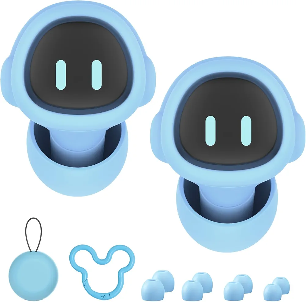 Kids Ear Plugs(6-12 yrs),Noise Cancelling Earplugs for Kids/Adult with Small Ears, Silicone Noise Reduction Ear Plugs for Concerts/Socializing/Airplane/School/Focus,Robot Design,Calm Blue Style