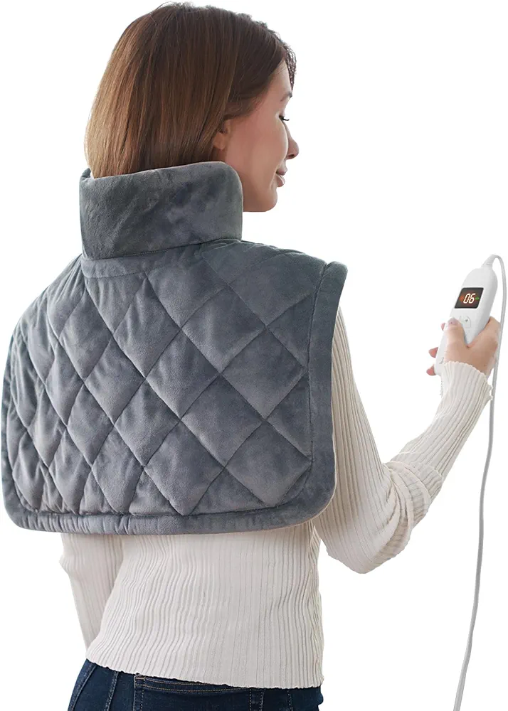 BOB AND BRAD Weighted Heating Pad with Far Infrared Therapy for Neck and Shoulders, Deeper Muscle Relief, Electric Heated Neck Shoulder Wrap, FSA HSA Eligible, 20"x22", Gifts for Women Men Mom Dad
