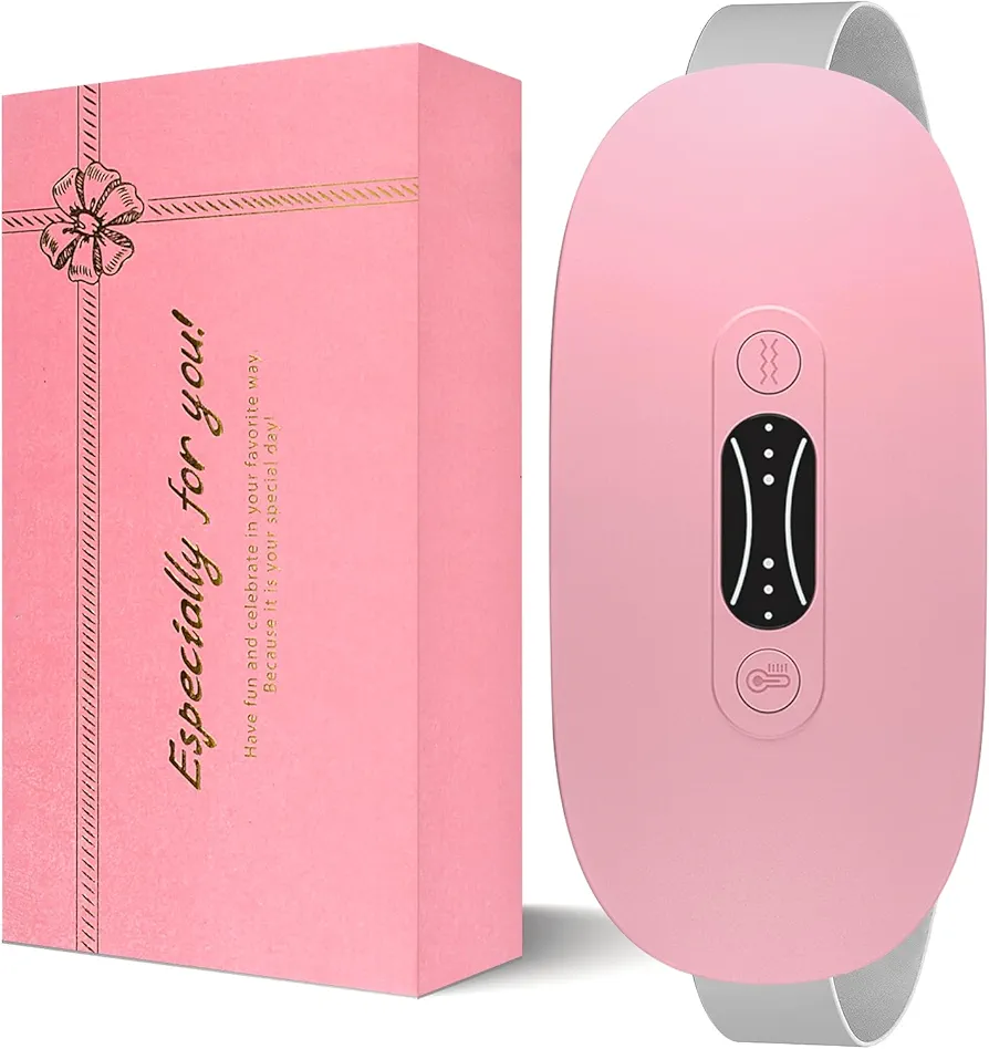 Portable Heating Pad for Period Cramps Cordless Menstrual Heating Pad with 3 Heat Levels and 3 Massage Modes, Birthday Gifts for Women and Girls (Pink)