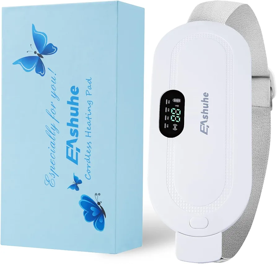 Heating Pad, Portable Cordless Menstrual Heating Pad 3s Fast Heating, Electric Heating Pad with 3 Heat Levels and 4 Massage Modes, Heating Pads for Cramps, Back Pain Relief