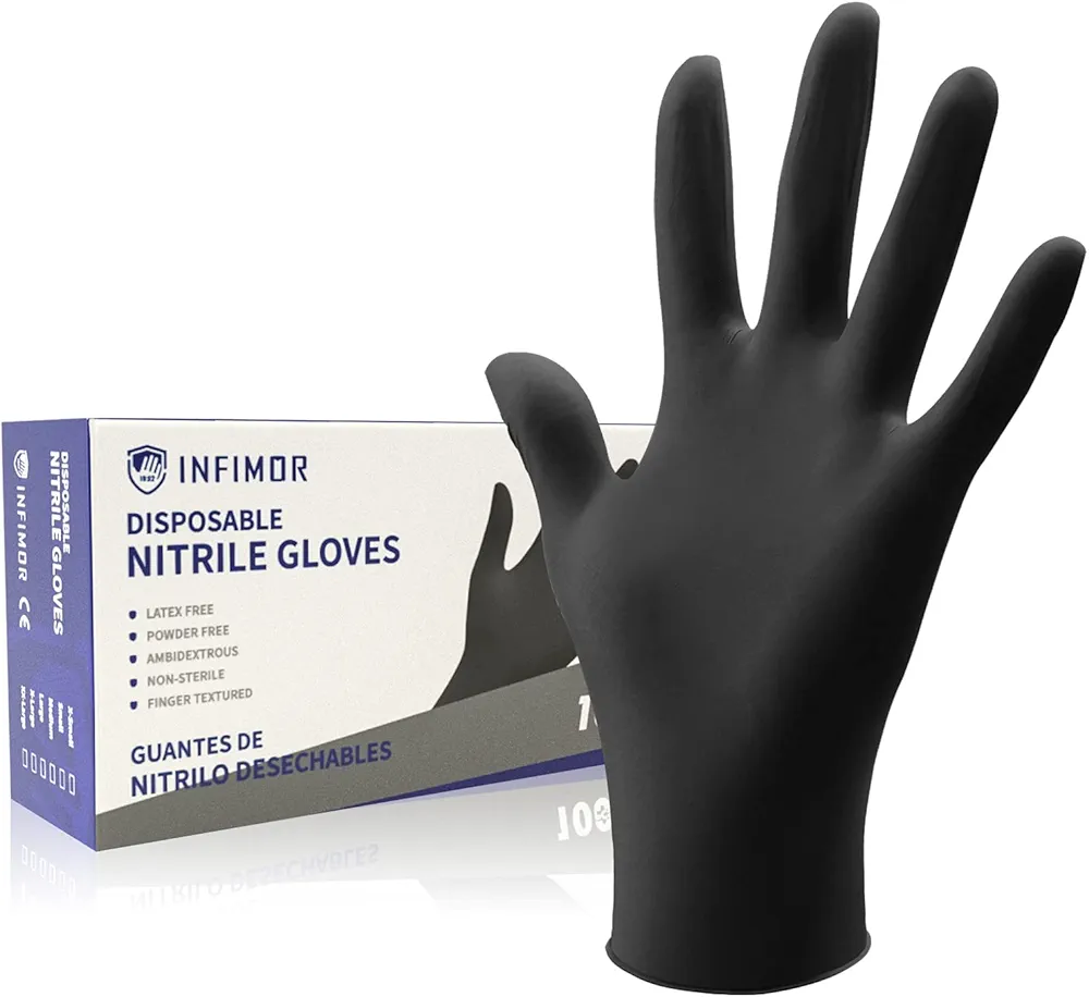Nitrile Exam Gloves Latex Free & Powder Free 5 Mil Non-Sterile Disposable Nitrile Gloves for Cooking, Cleaning