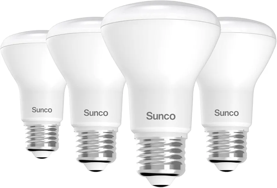 Sunco 4 Pack BR20 LED Bulbs Indoor Flood Light R20 Dimmable CRI93 2700K Soft White 50W Equivalent to 7W, E26 Medium Base, Recessed Can Lights for Home Living Area Ceiling Lights - UL