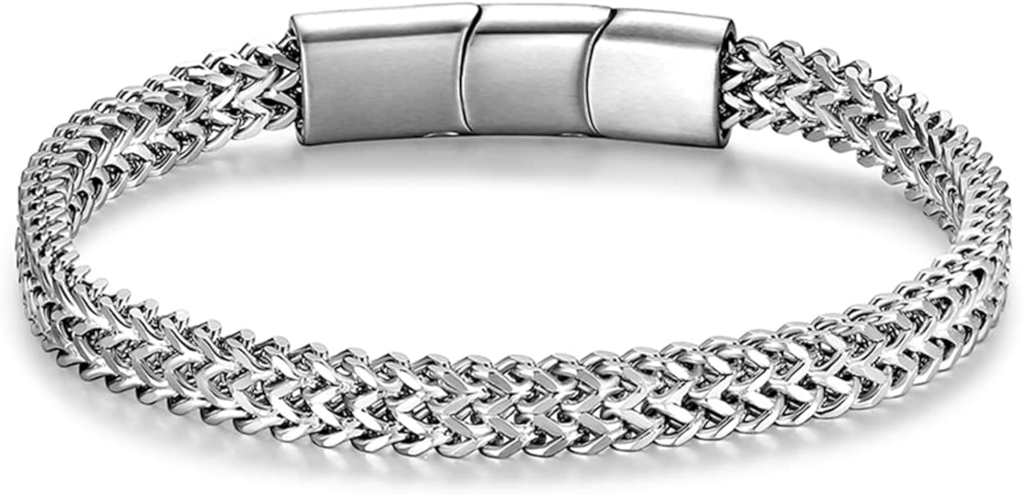 Bracelets for Men-Stainless Steel Magnetic Clasp Franco Chain Mens Bracelet