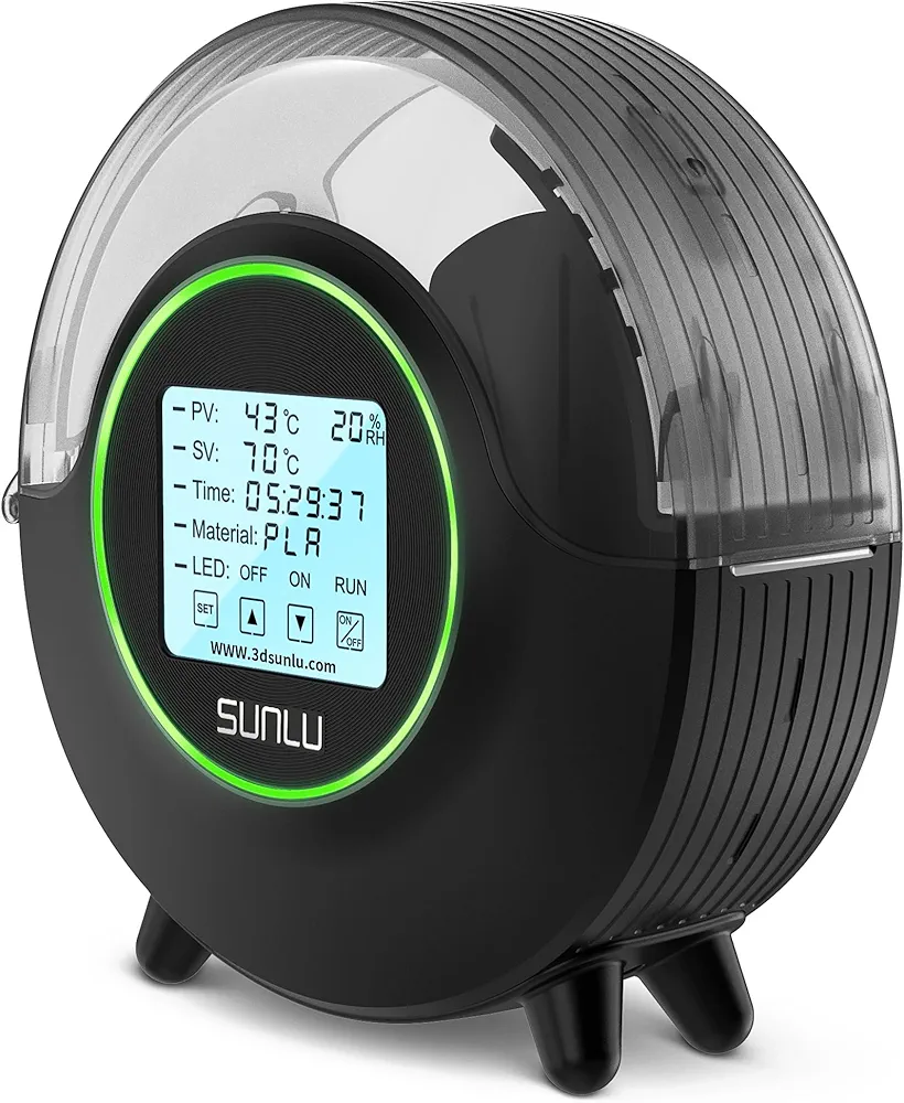 SUNLU 3D Printer Filament Dryer, Upgraded S2 Filament Dry Box with 360°Heating Fan, Filament Dehydrator and 4.6" Touch Sreen, Perfect for 1.75 2.85 3.00mm PLA PETG ABS Filament(Black)