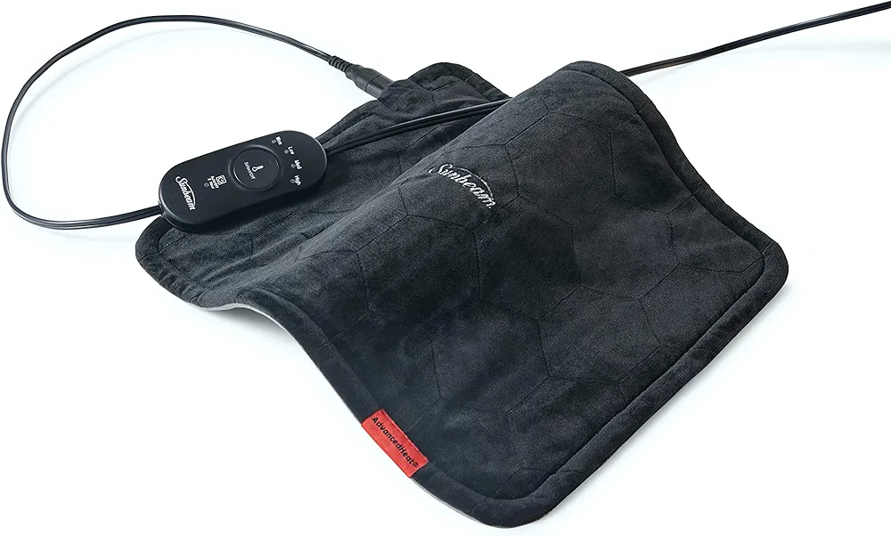 Sunbeam Heating Pad for Back, Neck, Legs and Shoulder Pain Relief with AdvancedHeat Technology and Auto Shut Off, 4 Heat Settings, 12 x 15", Black