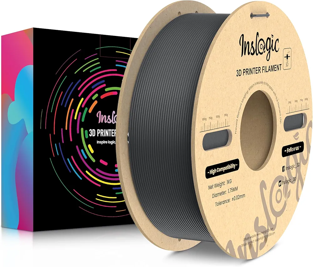 Matte PLA Filament 1.75mm, Matte Gray 1KG 3D Printer Filament, Smooth Matte Surface, Dimensional Accuracy +/- 0.02 mm(2.2lbs), 330 Meters, 1 KG Spool for Most FDM 3D Printers