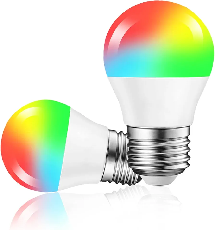 DOGAIN Small Smart Light Bulbs E26 Base A15 RGB Color Changing Light Bulb Compatiple with Alexa Google Home, WiFi LED Light Bulb Dimmable 500LM 40W Equivalent(Only 2.4GHZ), 2 Pack