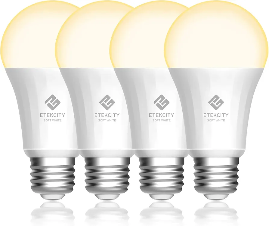Etekcity ESL100 Smart Light Bulb Works with Alexa, Google Home and IFTTT, 4 Count (Pack of 1), 9W (60W Equivalent), 806LM, 2700K, No Hub Required, 4 Pack
