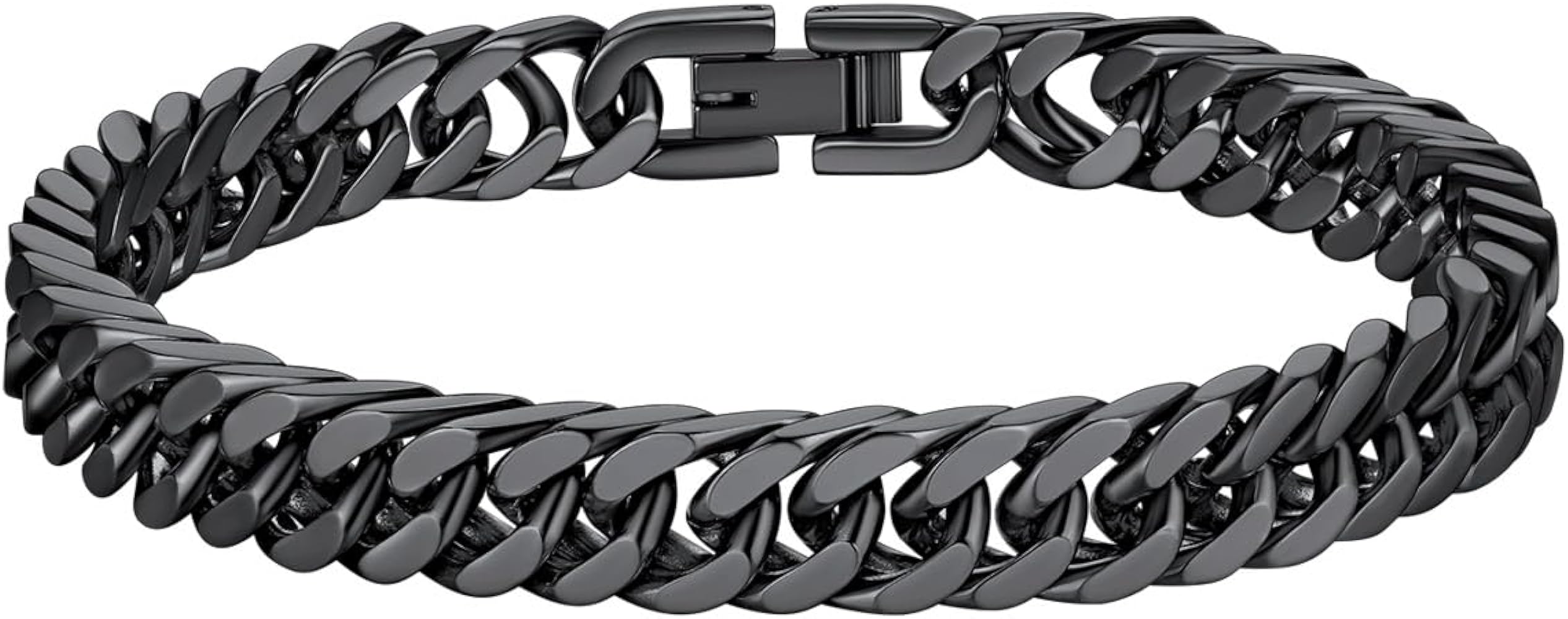 Richsteel Bracelets for Men Cuban Link Chain Bracelets Gift for Friends Stainless Steel/Gold/Black Plated 8/12/17mm Width, 7.4/8.2/9 Inch Length Classic Jewelry on Christmas/Valentine's Day/Father's Day/Birthday