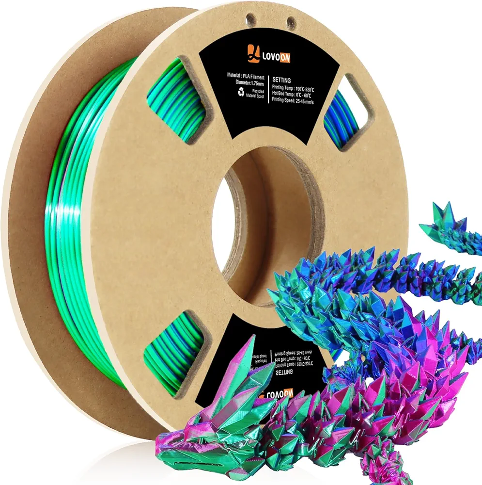 LOVOON Sample 3D Printer Pen Filament Silk PLA Small Spool 3D Pen Filament 1.75mm Gift for Child Filament, fit toybox 3D Printer&3D Printing Pen,Green-Blue-Red,200g/Small Spool