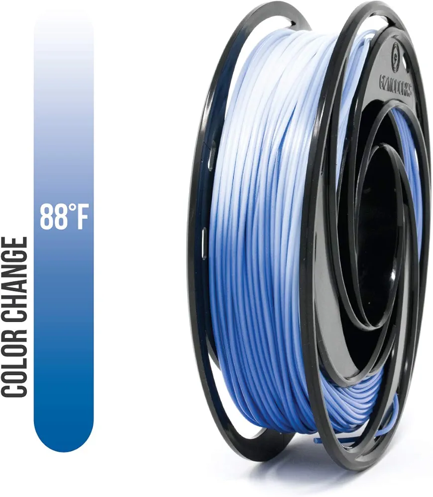 Gizmo Dorks PLA Filament 1.75mm 200g for 3D Printers, Heat Color Change Blue to White