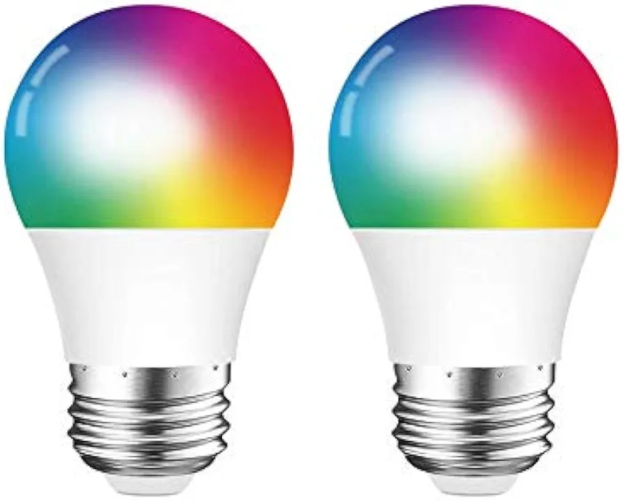 DOGAIN Smart Light Bulb E26 A15 RGB Color Changing Light Bulbs Compatible with Alexa Google Home 6W (40W Equivalent) Dimmable Multicolor WiFi LED 500LM (Only 2.4GHz) 2 Pack