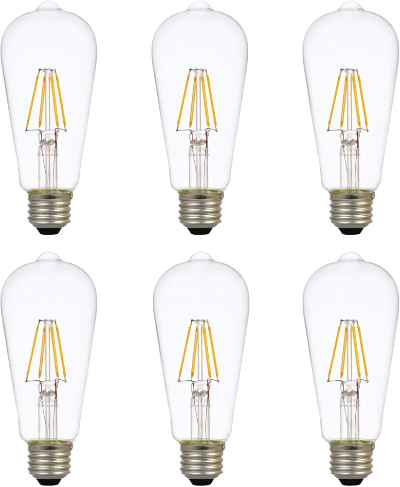 SYLVANIA LED TruWave Natural Series ST19 Edison Light Bulb, 40W Equivalent, Efficient 5W, Dimmable, Soft White, Clear - 6 Pack (40907)
