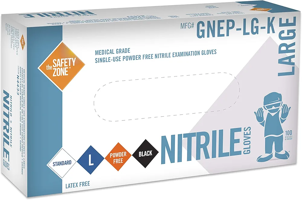 Black Nitrile Exam Gloves - Medical Grade, Disposable, Powder Free, Latex Rubber Free, Heavy Duty, Textured, Non Sterile, Work, Medical, Food Safe, Cleaning, Wholesale, Size Extra Large (Box of 100)