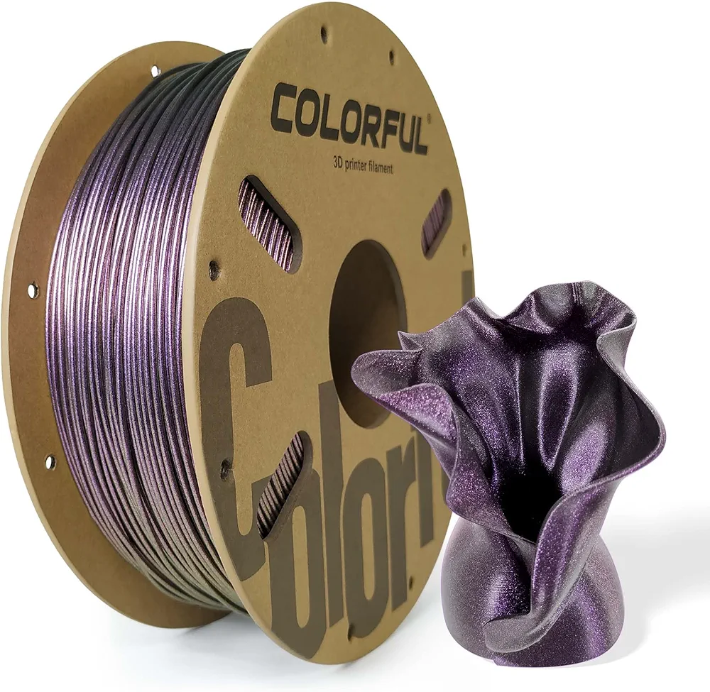 COLORFUL Galaxy PLA Filament 3D Printer Filament, Shining 3D Printing Filament, Color Changing Glitter, Different Color by Light, Dimensional Accuracy +/- 0.05mm PLA Filament 1.75mm, Magic Purple