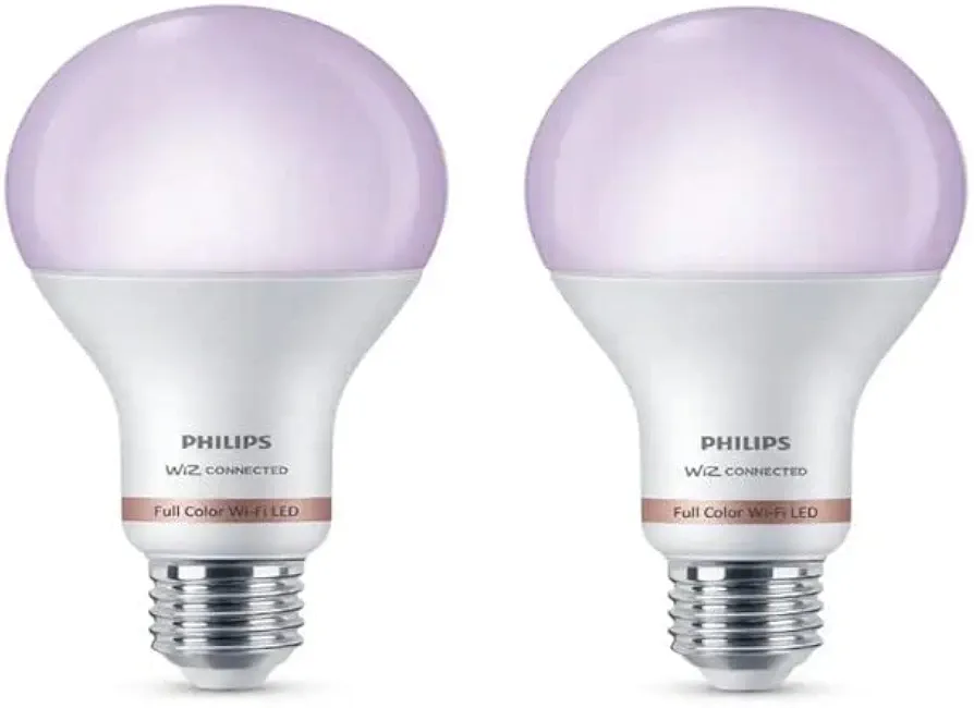 Philips Color and Tunable White A21 LED High Lumen 100W Equivalent Dimmable Smart Wi-Fi Wiz Connected Light Bulb, Compatible with Alexa, Google Assistant, and Siri Shortcuts (2-Pack) (9290024493)
