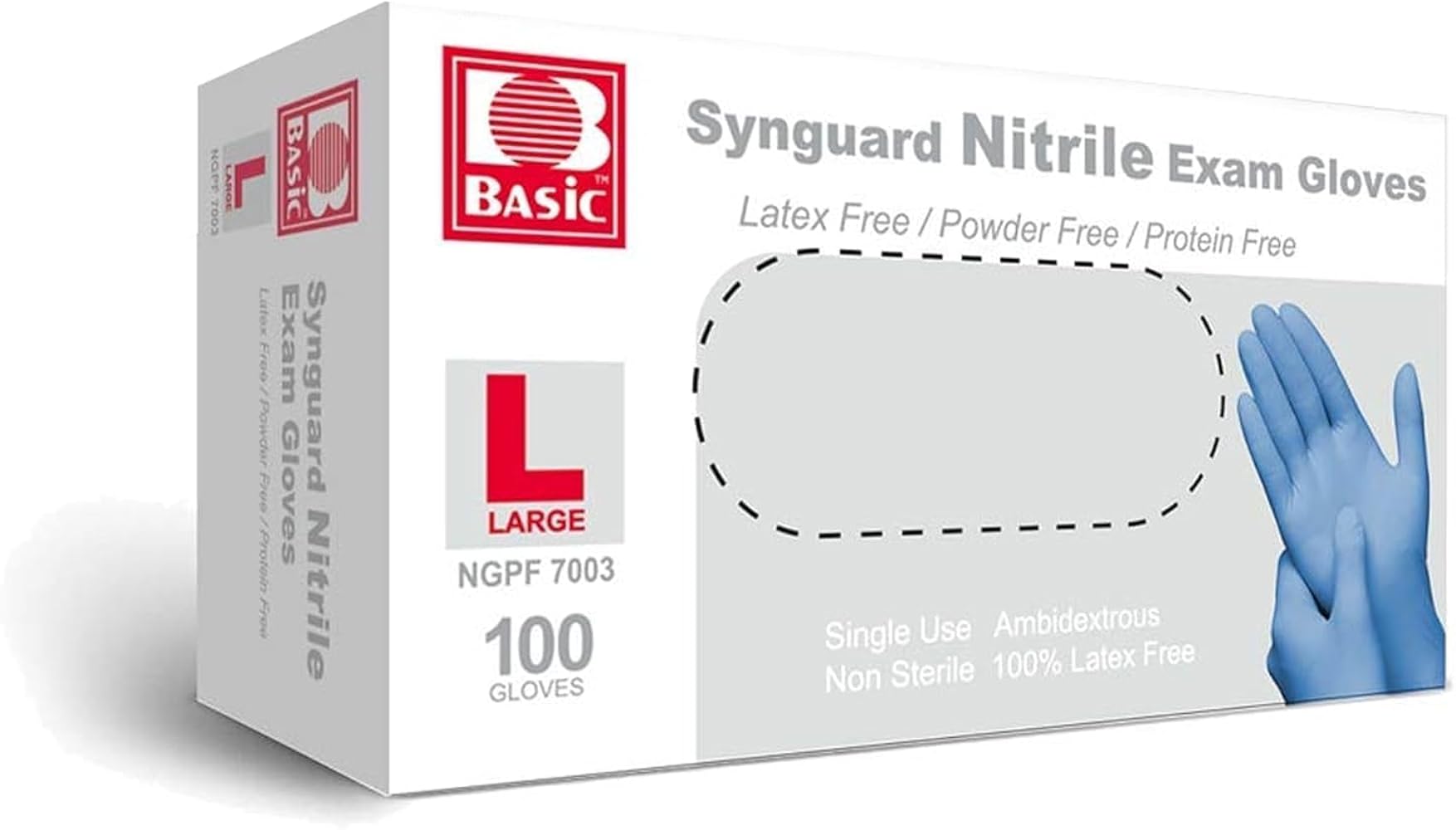 Disposable Medical Blue Nitrile Exam Gloves - Latex-Free & Powder-Free (100ct) - Large