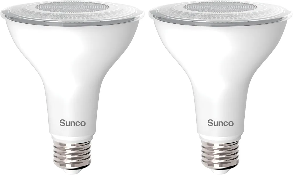Sunco 2 Pack PAR30 LED Bulbs, 1200 Lumens High Brightness, Flood Light Indoor 75W Equivalent 11W, Dimmable, 3000K Warm White, E26 Medium Base, Exterior, Wet Rated - UL