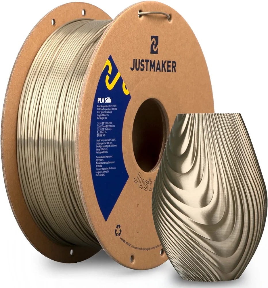 PLA Silk 3D Printer Filament, Upgrade Cardboard Spool, Silk Shiny Filament, Dimensional Accuracy +/-0.03mm, 1.75mm, 1kg, Bronze
