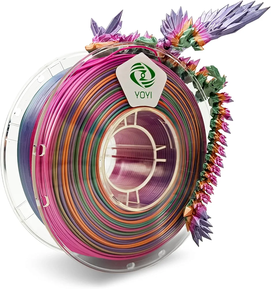 YOYI YOYI Silk Rainbow PLA Filament 1.75mm, Color Change 3D Printer Filament,Shiny Multicolor Rainbow PLA Filamen for Most FDM 3D Printer, 1kg (2.2lbs), Candy