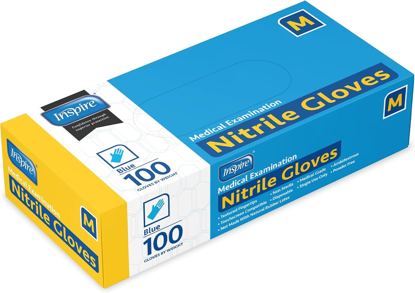 Inspire Nitrile Exam Gloves | THE ORIGINAL Quality Stretch Nitrile | 4.5 Gloves Disposable Latex Free Medical EMT (100, Medium)