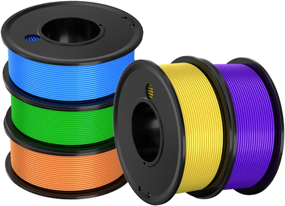 3D Printer Filament PLA 1.75mm 3-D Printing Materials 5 Colors Bundle Print Filimate 1.75 mm Orange Green Blue Yellow Purple Filiment1.75 Accuracy ±0.02mm Fillament Spool Vacuum Pack 250G X 5