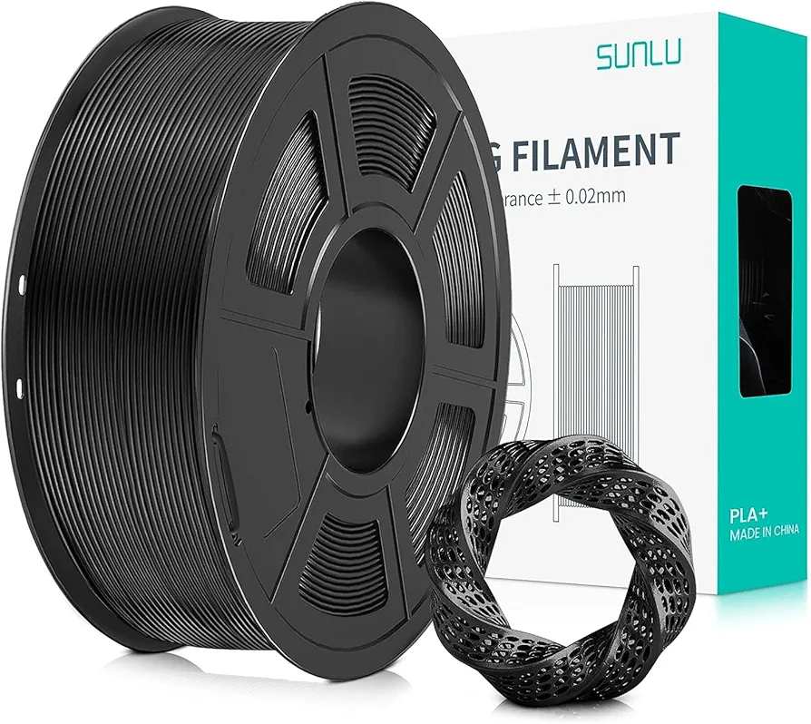 SUNLU PLA Filament 1.75MM, Neatly Wound PLA Filament 1.75MM, Dimensional Accuracy +/- 0.02 mm, Fit Most 3D Printers & Filament Dryer Box, 1kg Spool (2.2lbs) PLA -Black