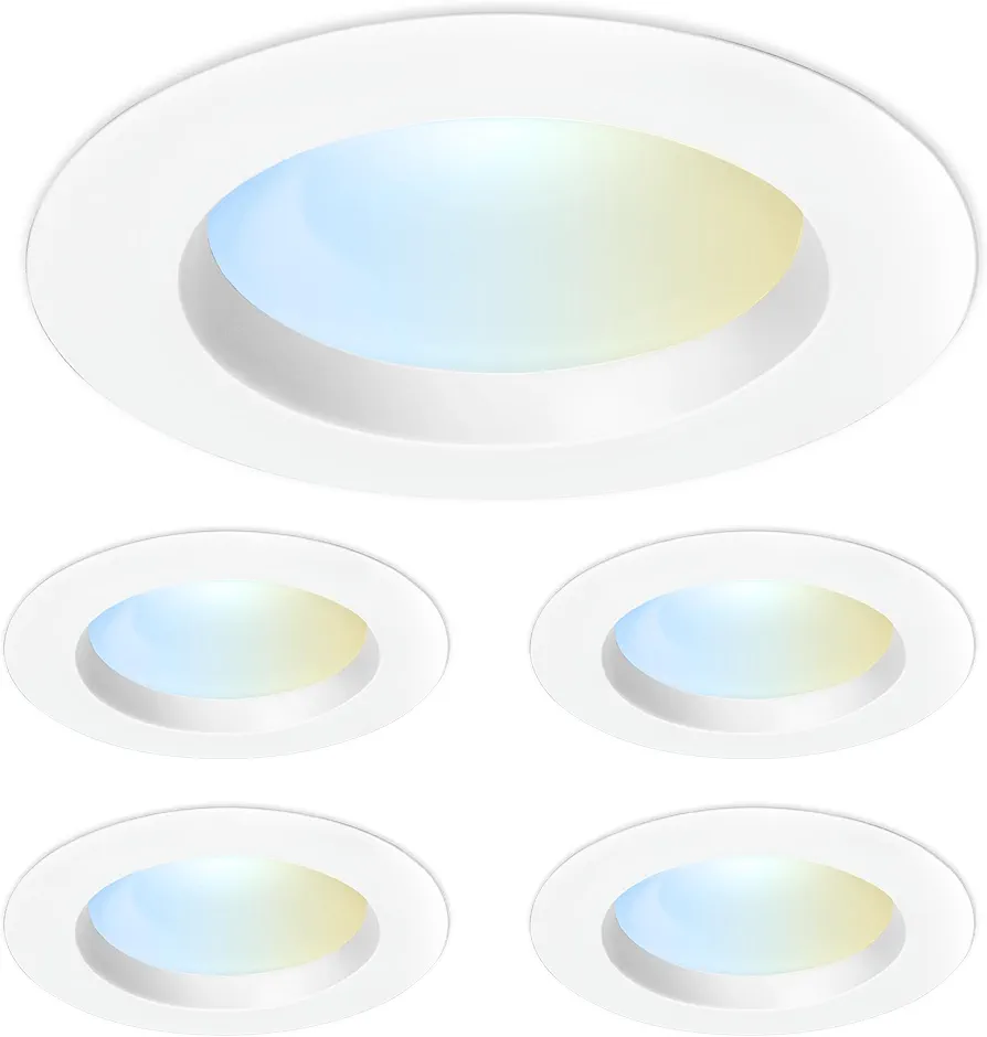 Feit Electric 4 Inch Recessed LED Downlight, 75W Equivalent, Dimmable, Retrofit with E26 Adapter, 5CCT High Output, Light Switch Enabled, 775 Lumens, 45 Years Lifetime, 4 Pack, LEDR4HO/6WYCA/4