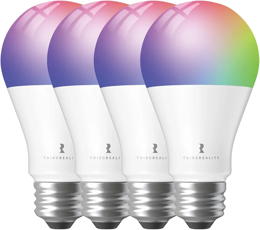 THIRDREALITY Zigbee Smart Color Bulb ZL1 4 Pack, Zigbee hub Required,Compatible with Home Assistant, SmartThings,Aeotec,Homey,Hubitat or Echo Devices with Built-in Zigbee hub,A19 RGB Bulb,800 Lumens