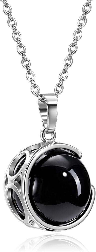 Top Plaza Amethyst Healing Crystal Stone Necklace Round Ball Rotating Natural Gemstone Pendant Necklace for Women Purple Energy Jewelry Christmas Gifts
