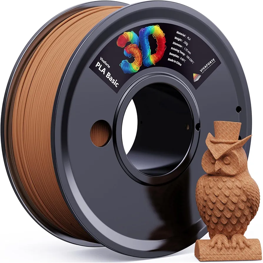 Wood 3D Printer Filament,Wood PLA Filament,PLA Filament 1.75mm High Precision,High Toughness,3D Filament,3D Printer Accessories,pla Wood,Fit Most FDM 3D Printers,Yellow Wood 250g(0.55lbs)