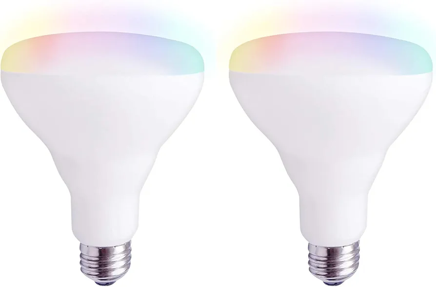 BR30 LED Smart Light Bulb, 10W, (60W Equivalent), RGB Color Changing, Works with Alexa and Google Assistant, No Hub Required, Color Temperature Changing, Control By App or Voice, E26 Base, (2 Pack)